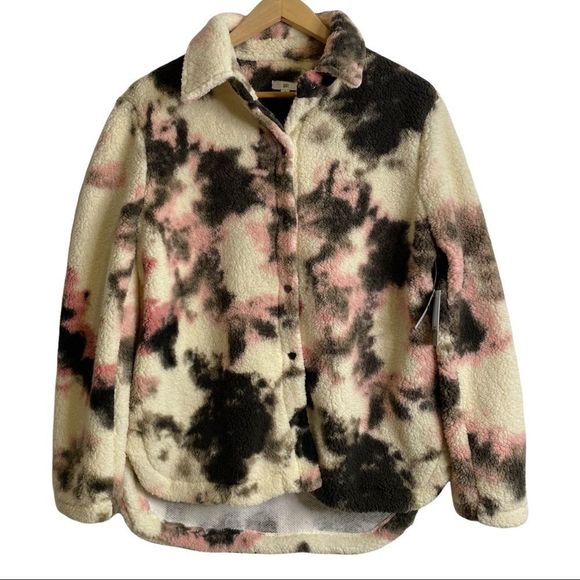 BP Sherpa jacket snap closure ivory tie dye M NWT - Picture 4 of 7